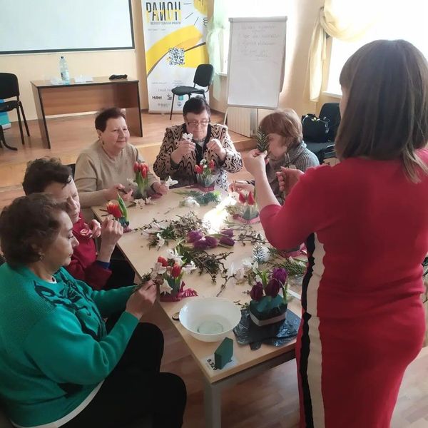 'Master class on creating flower arrangements' poster